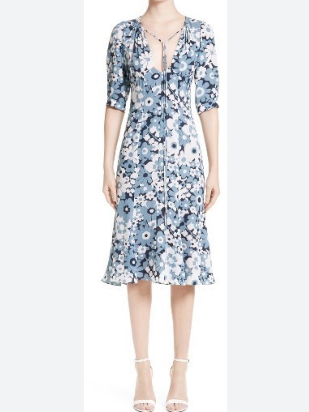 Michael Kors Collection Silk Georgette Floral Print Fit Flare Dress Sz 2